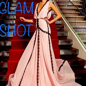 EUC formal floor length gown retro glamour chiffon prom evening bridal